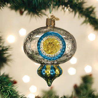 Vintage Inspired Silver Mercury and Blue Ornament