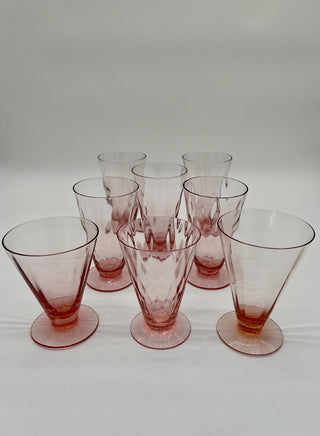 Set of 8 Vintage Pink Glasses